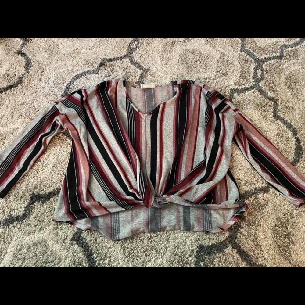 Striped knotted sweater